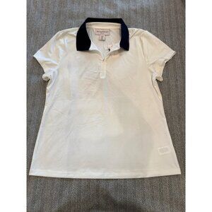 Pair of Tommy Bahama Golf Womens White Polo Shirt W/ Aqua Collar and Navy Collar